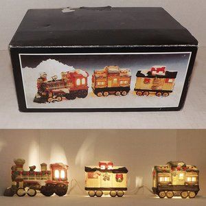 Vintage Hand Painted Porcelain Train Set -Lighted Holiday Christmas Decor
